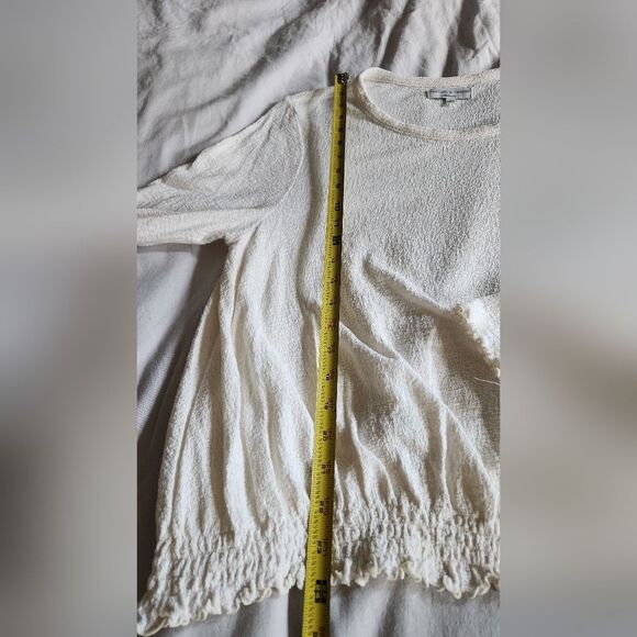 Madewell Top Textured Crinkle Cotton Fairy‎ Bell Sleeve Boho Indie White XL - Picture 12 of 14